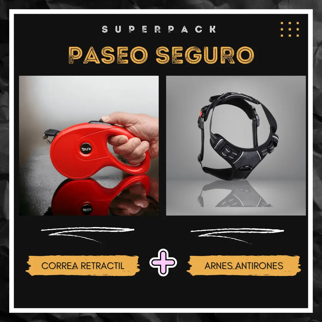 SUPERPACK PASEO SEGURO: Arnes + Correa Retráctil