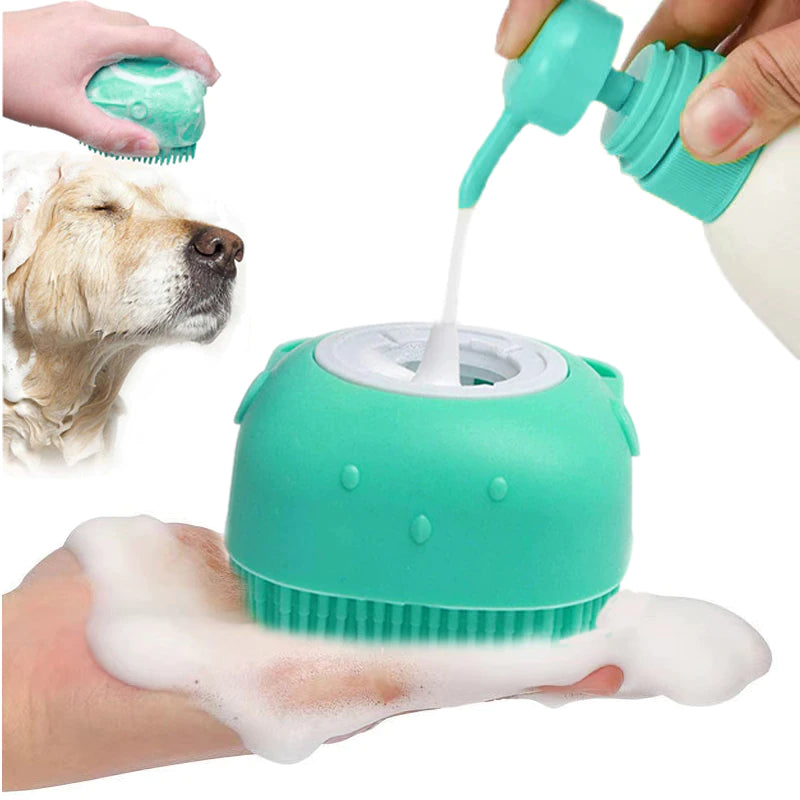 Cepillo con botón antiestrés para mascotas.